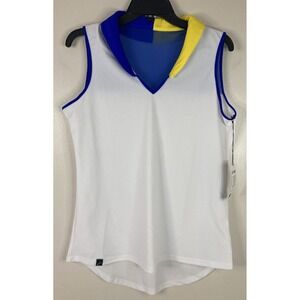 SwingDish White/Blue/Yellow Tennis Sleeveless Shirt‎ NWT LARGE